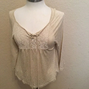 aylor and Sage Womens Boho Top Beige Batwing Style